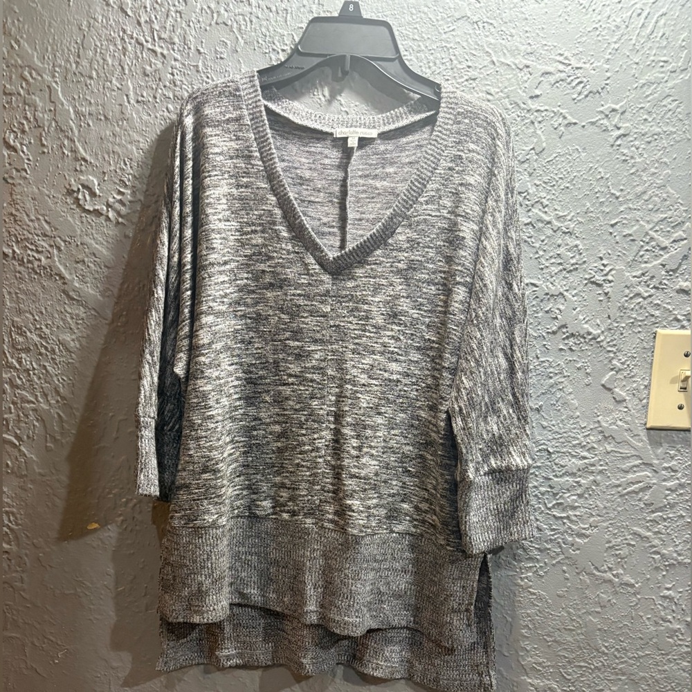 Charlotte Russe Heathered Gray V-Neck Tunic